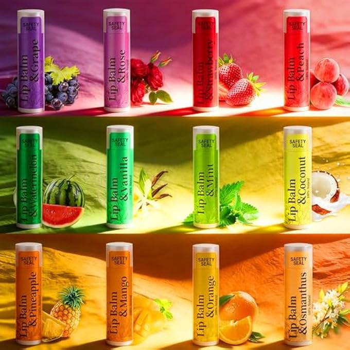 RBUGR 20 PACK LIP BALM - 12 FLAVORED NATURAL MOISTURIZING HYDRATING LIP BALM BULK SET FOR DRY CRACKED LIPS, VALENTINES GIFTS FOR WOMEN & PARTY FAVORS MINI BALM PACK (4.2G/0.15OZ) - Image 2